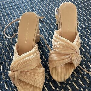Loeffler Randall Pleated Knot Slingback Sandals in Nude